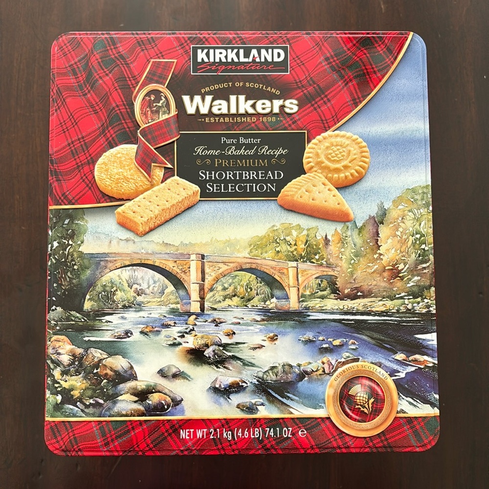 Large Empty Walkers Cookie Tin, Storage Canister for: Pantry Food Crafts & Toys